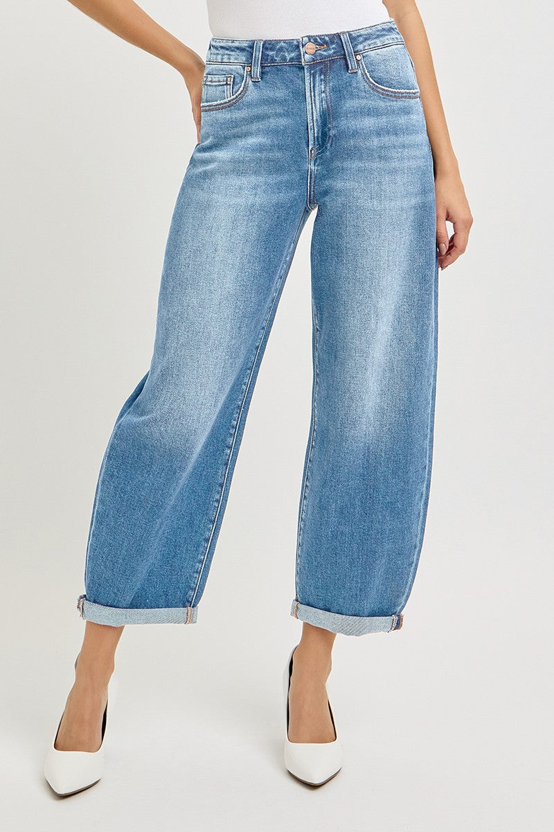 RISEN JEANS HIGH RISE CROP MILD BARREL JEANS (PREORDER)