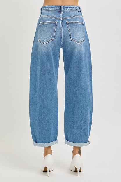 RISEN JEANS HIGH RISE CROP MILD BARREL JEANS (PREORDER)