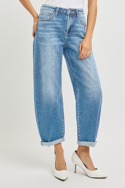 RISEN JEANS HIGH RISE CROP MILD BARREL JEANS (PREORDER)