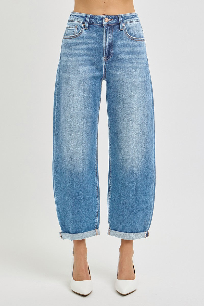 RISEN JEANS HIGH RISE CROP MILD BARREL JEANS (PREORDER)