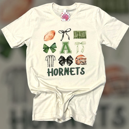 Exclusive Azle Hornets Football Bow Coquette T-Shirt