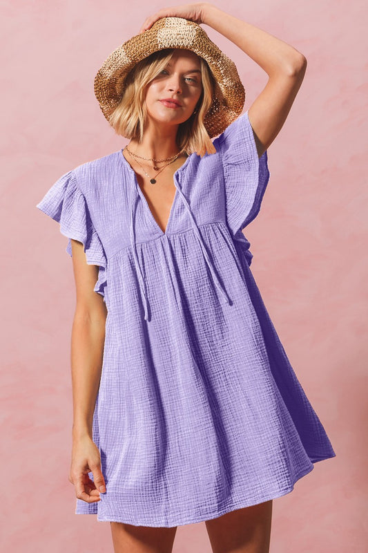 MINERAL WASHED CRINKLE GAUZE SUMMER DRESS